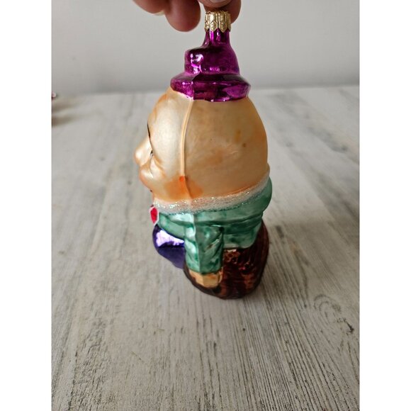 Vintage radko eggbert Humpty Dumpty fairytale ornament glass Xmas log tree - Picture 2 of 9